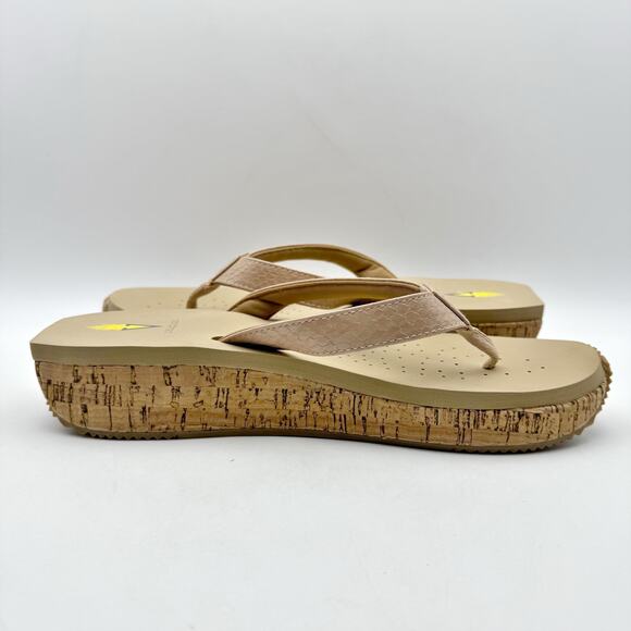 Volatile Womens Neville Wedge Sandal US 11 M Nude Snake Vegan Leather NWOB - Picture 3 of 12